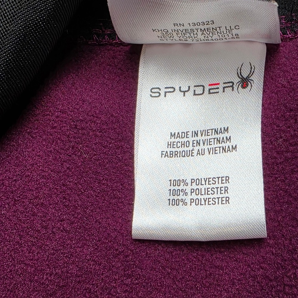 Spyder Full Zip Jacket Womens Lg Berry Black Waffle Knit Activewear Fleece Lined - Picture 3 of 7